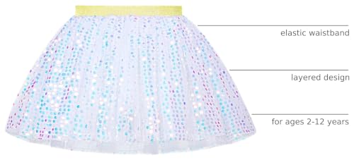 Image of KEREDA Toddler Girls Layered Tutu Skirt Sparkling Sequin Tulle Dance Skirts