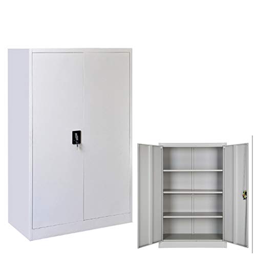 Panana 4 Layer Office Storage cupboard filing Document cabinet metal shelves 2-door and lock system, Assembly required (4 Tier)