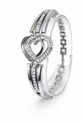 Image of romantic Gift of True Love Titanic Heart Austrian Crystal Bracelet for Women and Girls (SILVER)