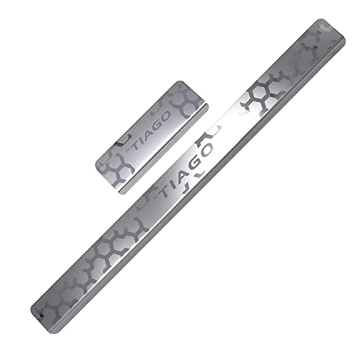 Image of GFX Car Door Sill Guard - Stainless Steel, Protects Painted Edges from Scuffs or Scratches Compatible with Tiago Set of 4Pcs (After-Market) Model - 2016 Onwards