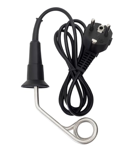 Novanetus Calentador GTN0.5 Calefactor de inmersión 0,5 kW 500 W 230 V de ACERO INOXIDABLE, Hervidor eléctrico de viaje, color negro (sin bolsa)