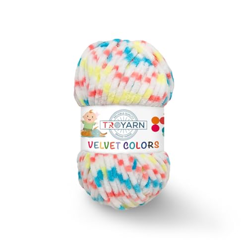 Troyarn Velvet Colors Chenille Baby Blanket Yarn Amigurumi Yarn for