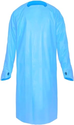 Disposable Waterproof PPE Isolation Gown with Waist Ties, Thumb Loops,75, Blue, One Size fits All
