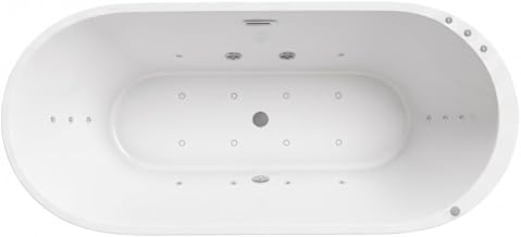 Jet-Line | indoor Whirlwanne OSSANTA | freistehende Badewanne in weiß | 170 x 80 x 58 cm | Whirlpool mit Massagedüsen und LED