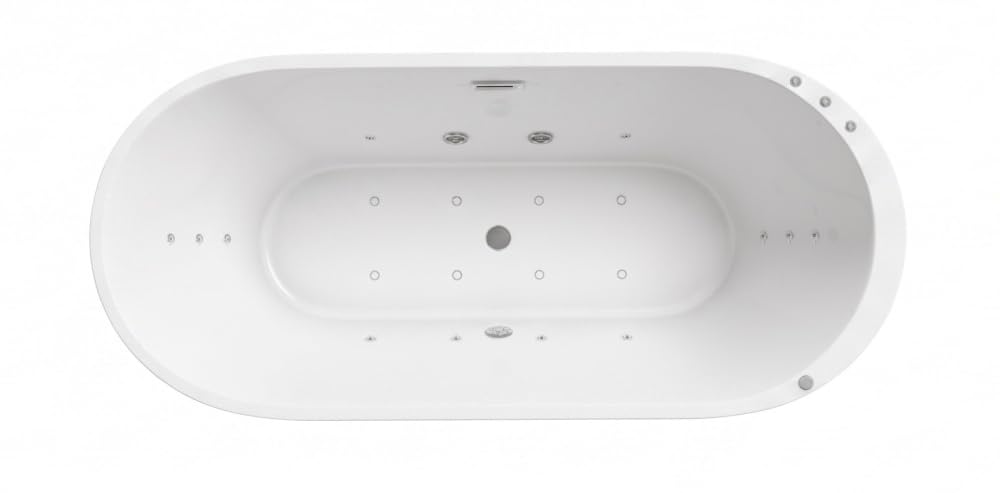 Jet-Line | indoor Whirlwanne OSSANTA | freistehende Badewanne in weiß | 170 x 80 x 58 cm | Whirlpool mit Massagedüsen und LED