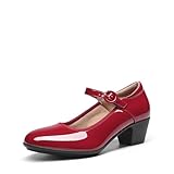 DREAM PAIRS Mary Jane Shoes Women Low Chunky Heels Closed Toe Pumps Comfortable Work Business Dress...