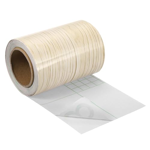 uxcell Wood Grain Tape, 4" x33 Ft Self Adhesive Wood Grain Repair Patch for Baseboards, Doors, Floor Repair, Furniture Home Decor White Maple