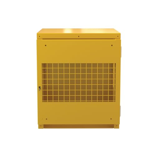 Vestil CYL-V-4 Steel Vertical Cylinder Cabinet 32 in. x 30 in. x 35-1/4 in. 4 Cylinder Capacity Yellow
