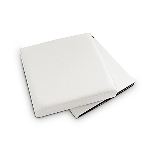 Relaxdays Sitzhocker, Leder, Weiß, 38 x 38 x 38 cm - 9