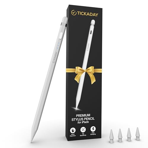 Image of Stylus Pen for iPad | iPad Pencil 360 Tilt Sensitivity, Fast Charging & Palm Rejection for iPad Air 3 /4 /5 /M2 /M3 /M4 Mini 5 /6 /7, Pro 1 /2 /3 /4 /5 /6, iPad 6 /7 /8 /9 /10 /11 from 2018 Onwards, White