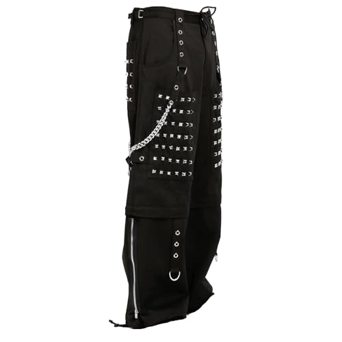 Men Black Metal Studs Pant Alternative Punk Rock Emo Trouser Pants Shorts/Black Pants4