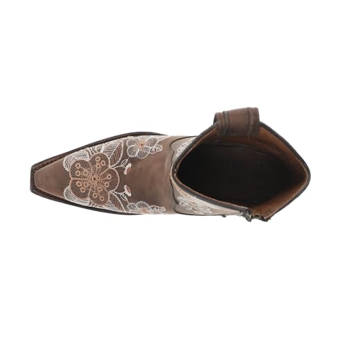 Corral Boots Womens Floral Embroidered Snip Toe Casual Boots Ankle Low Heel 1-2" - Brown4
