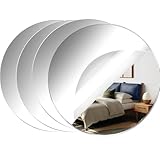 CEUQIESO Acrylic Round Mirrors, 6 inch No Glass Circle Mirror Tiles Self Adhesive Mirror Stickers for Wall Home Living Room Bedroom Decor, Small Mirrors for Crafts (4, 6 inch/15cm)