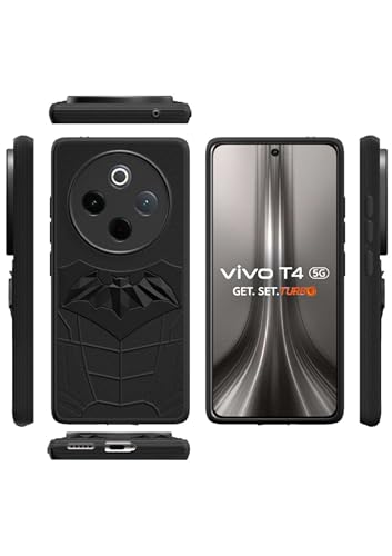 Image of Amazon Brand - Solimo Back Cover for Vivo T4 / IQOO Z10 5G | 3D Silicon with Cloth | Shockproof | Stylish Bumper Case (Black)