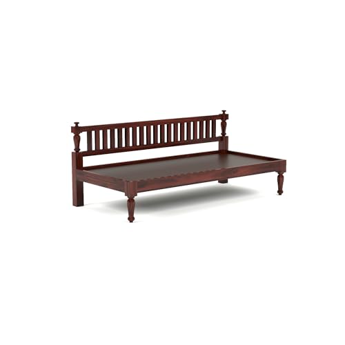 Image of PS DECOR Sheesham Wood Sofa 3 Seater Sofa Cum Diwan Bed Included mattres Without Pillow for Home Living Room Hotels - Mahogany Finish | 3-Person Sofa
