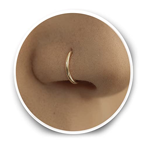Sterling Gold Nose Ring Small and Extra Thin 0.5mm Diameter 6mm,8mm (8mm, Gold)