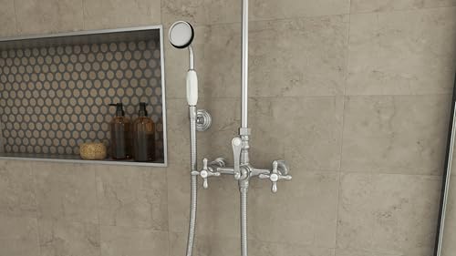 Image of Abbey 10 x 28 1 /2 Shower Faucet Set with Handshower, Brushed Nickel