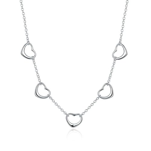 Collier de Coeur en argent 925 avec pendentifs connectés et design personnalisé élégant