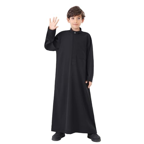 Muslim Thobe for Boys Arabic Thobe Muslim Thobe Ramadan Kids Long Sleeve Stand Collar Kaftan Robe Islamic Boys Thobe3