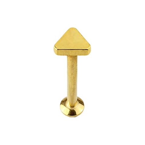 316L Surgical Steel Implant Monroe Labret Piercing - Top Triangle Piercing - Flat Bottom Stud and Inner Thread - Various Lengths and Colours Gold Plated Cover