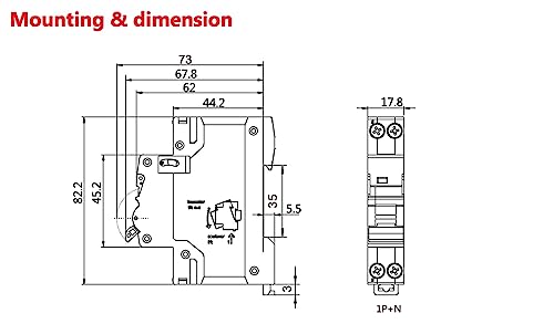 Disjoncteur 1P+N 6KA compact Courbe C de 25A pour tension alternative 220V - 7