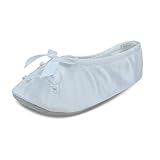 isotoner girls Satin Ballerina With Embroidered Pearl Ballet Flat, White, 2-3 Big Kid US