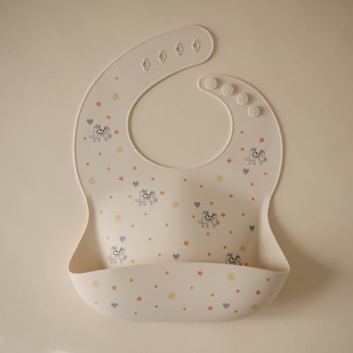Image of mushie x Bluey Silicone Baby Bib | Adjustable Fit Waterproof Bibs (Bluey Ivory)