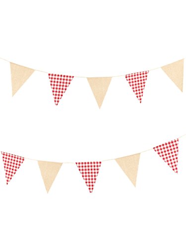 Générique - Girlande, Gingham, Leinen, Rot, 2 m