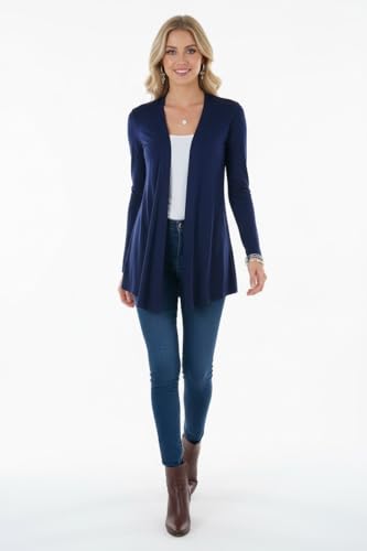 Image of ToBeInStyle Womens Open Front Long Sleeve Lightweight Asymmetrical Draped Cardigan with Side Pockets
