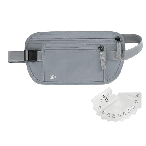 Image of Money Belt for Travel, RFID Blocking, Hidden Money Belt, Passport Holder for Travel (Grey)