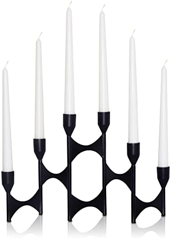 Matte Black Candle Holder Centerpiece - Black Candlestick Holders for Taper Candles | Candle Stick Candle Holder | Modern Metal Candle Holder for Six Candles