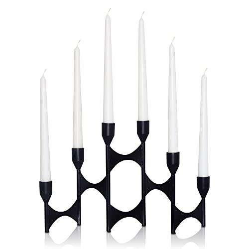Matte Black Candle Holder Centerpiece - Black Candlestick Holders For Taper Candles | Candle Stick Candle Holder | Modern Metal Candle Holder For Six Candles #TOP1