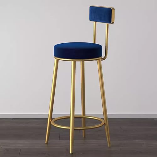 Tabourets de comptoir ronds en velours et finitions dorées au design prestigieux