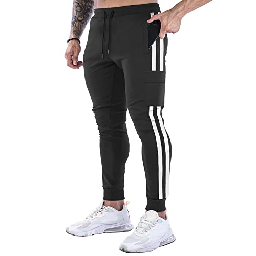 BOOMLEMON Men's Jogger Track Pants Athletic Slim Fit Gym Trousers Workout Training Tapered Sweatpants with Pockets