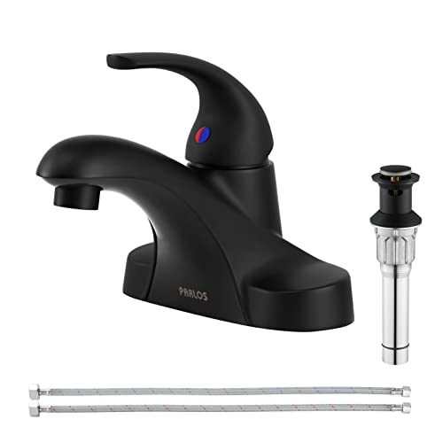 PARLOS Single Handle Mid Arc Centerset Bathroom Sink Faucet with Metal Drain Assembly and cUPC...