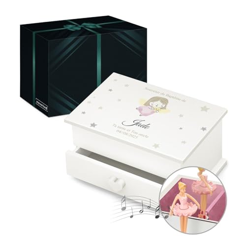 Maverton Coffret personnalisé - Boîte à Musique avec impression décorative pour petite fille - Boîte à bijoux pour bébé - pour premier anniversaire -...