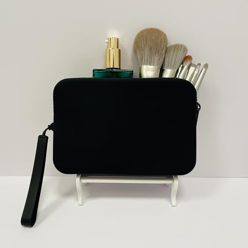 Large Silicone Multifunctional Essential Bag Portable Travel Makeup Bag for Women Men Cards Cash Bag Zipper Pouch (Black)4