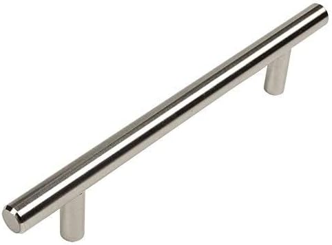 Cosmas 5 Pack H698-160SS Stainless Steel Cabinet Hardware Euro Style Bar Handle Pull - 6-5/16 Inch (160mm) Hole Centers, 8-11/16 Inch Overall Length