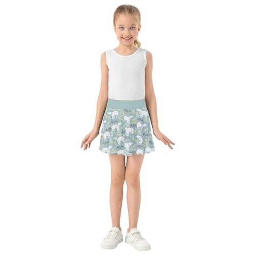 Girls Skorts High Waist Athletic Skirts with Shorts Rabbit Polar Bear Stretchy Teens Performance Tennis4