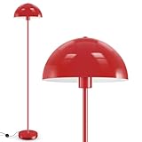 Modern Floor Lamps for Living Room, Red Metal Mushroom Lamp, 66' Tall Corner Lamp, Footswitch, Bright Industrial Standing Lamps for Bedroom Nursery, Mid Century Modern Home Decor(E26 Base, NO BULB)