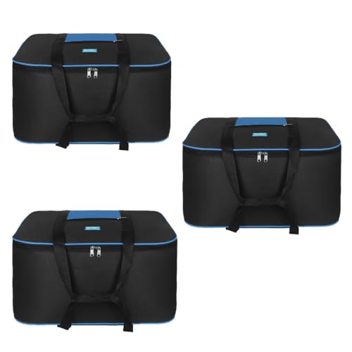 Image of M MEDLER STG-3K Nylon 85 Liters Large Underbed Storage Bag Moisture Proof Cloth Organiser with Zippered Closure and Handle Black 58x48x30cm Rectangular Pack of 3