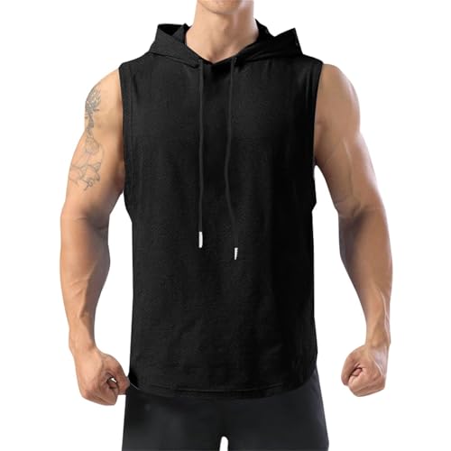 Sudadera con capucha para hombre, sin mangas, para fisicoculturismo, fitness, muscular, entrenamiento, atlético, algodón, gimnasio, camiseta sin mangas, holgada, cómoda, hawaiana para deportes de