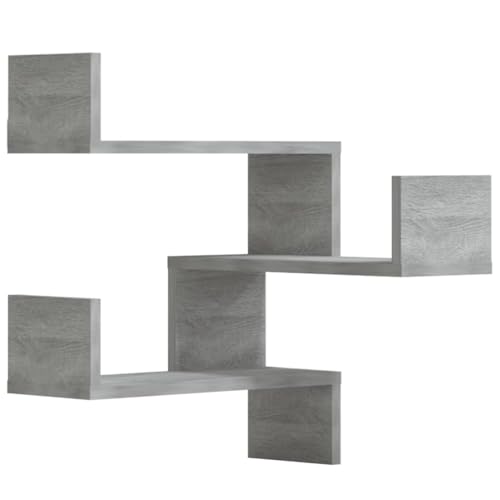 vidaXL 2X Étagères d'angle Murales Flottantes Suspendues Meubles de Rangement Chambre à Coucher Salle de Séjour Sonoma Gris 40x40x50 cm Bois