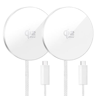 Magnetic Wireless Charger 2Pack 25W Qi2 for Magsafe Charger for iPhone 17/16/15/14/13/12Pro Max, Air pods 4-2Pro, Samsung Galaxy, Google Pixel, and More, Lightweight for Travel Home Office Desk(White)