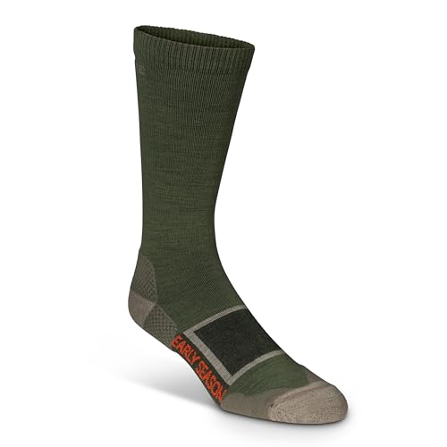 First Lite Early Season Lightweight Merino Wool Crew Socks - Moisture Wicking Boot Socks for Hot Weather Hunting, Made in USA