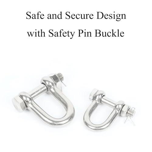 BE-TOOL 2 manilhas de anel em D de aço inoxidável, manilha de segurança de aço inoxidável, fivela de
