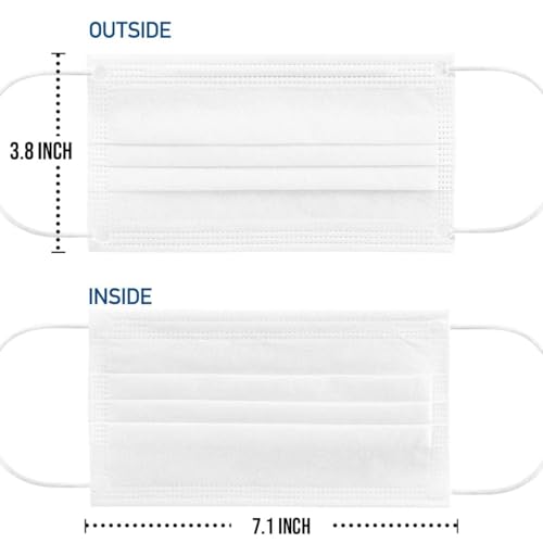 Petseeker 1 Box of 50 Pcs White Disposable Face Masks High Filtration Ventilation 3 Layers White Layers Count 50 Count