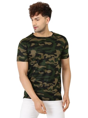 Image of LEOTUDE Military Camouflage Men Crew Neck T-Shirt Material Cotton Blend