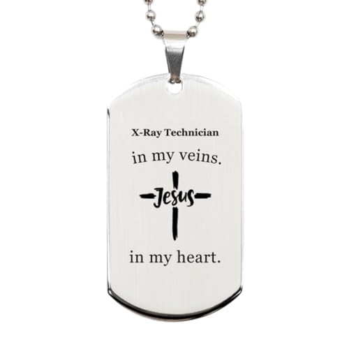 X-Ray Technician Gifts Idea. X-Ray Technician in My Viens. Jesus in My Heart. Proud Jobs Silver Dog Tag. Gifts for X-Ray Technician Friends, Bae, Girlfriend