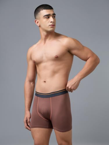 Image of TECHNOSPORT Men's Colorblock Trunks Underwear with ElastoLITE 4 Way Stretch Lightweight Breathable Moisture Wicking Soft Anti Odour Anti Microbial Comfort Fit Boxer Briefs Innerwear for Men